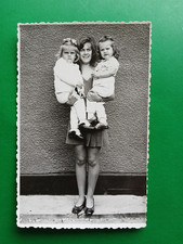 Photo Vintage 1973 Romania Romanian Twins Twin Girls & Attractive Mom 1410 picture