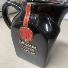 Vintage Mumm VSOP Cognac Water Jug Pitcher Black Barware Advertising picture