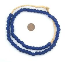 Cobalt Blue Recycled Glass Beads 9mm Ghana African Sea Glass Round Large Hole picture