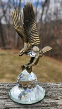 Vintage MANON Crystal Eagle Gold Tone Figurine on Mirror 5