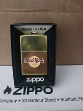 Zippo Vintage Hard Rock Cafe Paris. 1998. Used. Polished Brass. picture