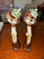 Vintage 1956 Napco A1879 Long Neck Dog Salt & Pepper Shakers Japan MCM picture