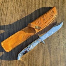 Vintage Saladmaster 205 Carvel Hall Duck Hunting Knife USA Leather Sheath picture