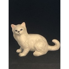 3” Vintage Lefton Bone China Fluffy White Small White Cat Figurine picture