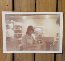 VINTAGE 1960s JERSEY SHORE WAITRESS IN A BREAK COKE MACHINE IN BACKGROUND PHOTO picture