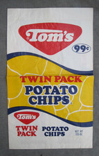 VINTAGE 1970s-1980s TOMS POTATO CHIPS EMPTY BAG SNACK JUNK FOOD SACK picture