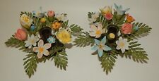 Pair Vintage Petites Choses USA Porcelain Flower Bouquet Candle Holders picture