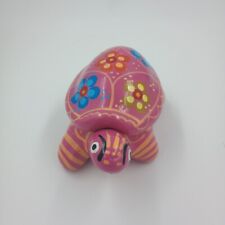 Hand Painted Pink Turtle Ring Trinket Dish with Lid Mexican Art Pottery Clay picture