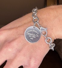 Authentic Return to Tiffany & Co. Sterling Silver oval tag necklace & bracelet picture