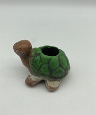 Pottery Clay Green Turtle Small Planter 3'' picture