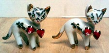 Pair of White Siamese Glass Cats From the 1950's picture