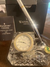 Waterford Crystal Westover Clock Pen Holder Set Product of Germany Original Box picture