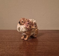 Pom Pom Pomeranian Dog Hinged Trinket / Jewelry Box Pewter Bejeweled Kingspoint  picture