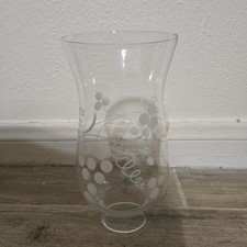 Vtg. Clear Glass Grapes/Vines Hurricane Chimney Shade 6.5