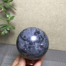 309g Rare Natural polished Black flower jade Semi-precious Ball sphere 59mm 1938 picture