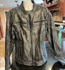 Harley Davidson Men's XL Leather Jacket Riding Gear Charcoal Distressed Unique picture