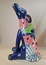 Vintage Talavera Hand Painted Ceramic Coyote - Unsigned - Mexico C. 1980's 19.5
