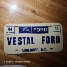 Vintage Vestal Ford Asheboro North Carolina NC Plastic Dealership License Plate picture