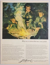 1952 Print Ad John Hancock Life Insurance Boy Scouts Sit Around Campfire picture