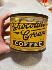 VTG Chocolate Cream Coffee Metal Coffee Can (Read) As seen Iowa picture