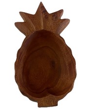 Vintage Wooden Bowl Carved Pineapple Shape Tropical Approximately 9