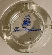 Vintage Pre-1974 Mayflower Hotel Seattle Glass Ashtray Ship Logo Advertising picture