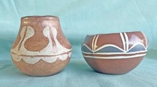 TWO Small Vintage Santo Domingo Pueblo Indian Pots Pottery  picture