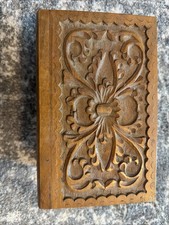 Antique Magic Box Hand Carved Wood Jewelry Trinket Box w/ Hidden Keyhole picture