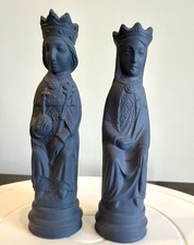 1972 Wedgwood Portland Blue Jasper King Queen Chess Pieces Arnold Machin WCS picture