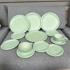 VINTAGE LOT 13 BOONTON WARE BOONTONWARE MELAMINE SET GREEN PLATE CUP SAUCER picture