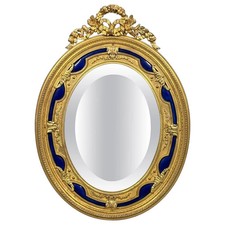 Antique French Ormolu and cobalt blue enamel table mirror picture