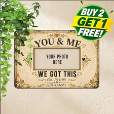 Personalized Wedding Anniversary Sign Custom Photo Gift Metal Tin Wall Plaque picture