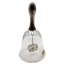 25th Anniversary Lead Crystal Bell Silver Handle 24% PbO Enesco Christmas 1990 picture
