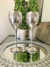 Pair of Kirk Stieff Silverplate Spain Champagne Wine Toasting Flutes  picture