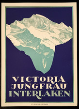 Vintage Victoria Jungfrau Interlaken Switzerland Luggage Label MINT Milton Ray picture