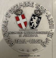 BOLOGNA INCONTRO DI SCHERMA ITALIA BELGIO 1938 MEDAGLIA COMITATO OLIMPICO CONI picture