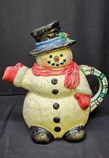 Vintage Novelty Snowman Shaped Ceramic Teapot by Julie Ueland Enesco 1998 picture
