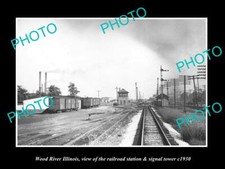 OLD LARGE HISTORIC PHOTO OF WOOD RIVER ILLINOIS THE RAILROAD SIGNAL TOWER c1930 picture