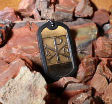 Chi Rho/Pater Noster (Our Father)  Deep Engraved Third Dogtag in Latin picture