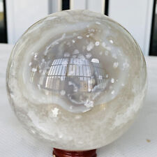 1500g Natural Cherry Blossom Agate Sphere Quartz Crystal Ball Healing Gem picture