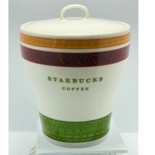 Starbucks Coffee Canister 2005 Ceramic Jar Tribal Vintage Lid picture