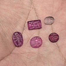 5 Rare Ancient Roman Crystal Stone Intaglio Seals Circa 1st - 3rd Century picture