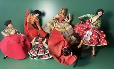 6 Vintage Layna Folk Art Handmade Dolls, 3 bullfighters, 3 señoritas 1950-1960S, picture