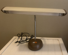 Metal Desk Lamp, Brown & Beige, Corded Electric, Switch Control, Black Cord picture