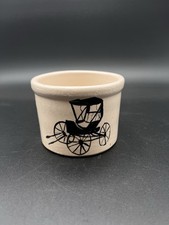 Vintage RRP Co Roseville Ohio 1 Pint Stoneware Crock Black Amish Buggy Carriage picture