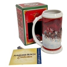 2004 Anheuser Busch Budweiser Holiday Christmas Beer Stein Clydesdales NIB 25th picture