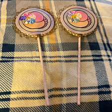 Pair Vintage-Style Handheld Mirror & Puff Wand, Lace Trim picture