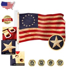 Betsy Ross 6x10 FT Embroidered Polyester Flag - Heavy Duty Brass Grommets picture