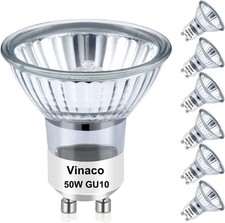 Vinaco GU10 Halogen Bulb Dimmable, GU10+c 110V 50W 6 Count (Pack of 1), White picture