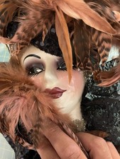 “Unique Creations” Ceramic Face Wall Mask Feathered  signed/numbered picture